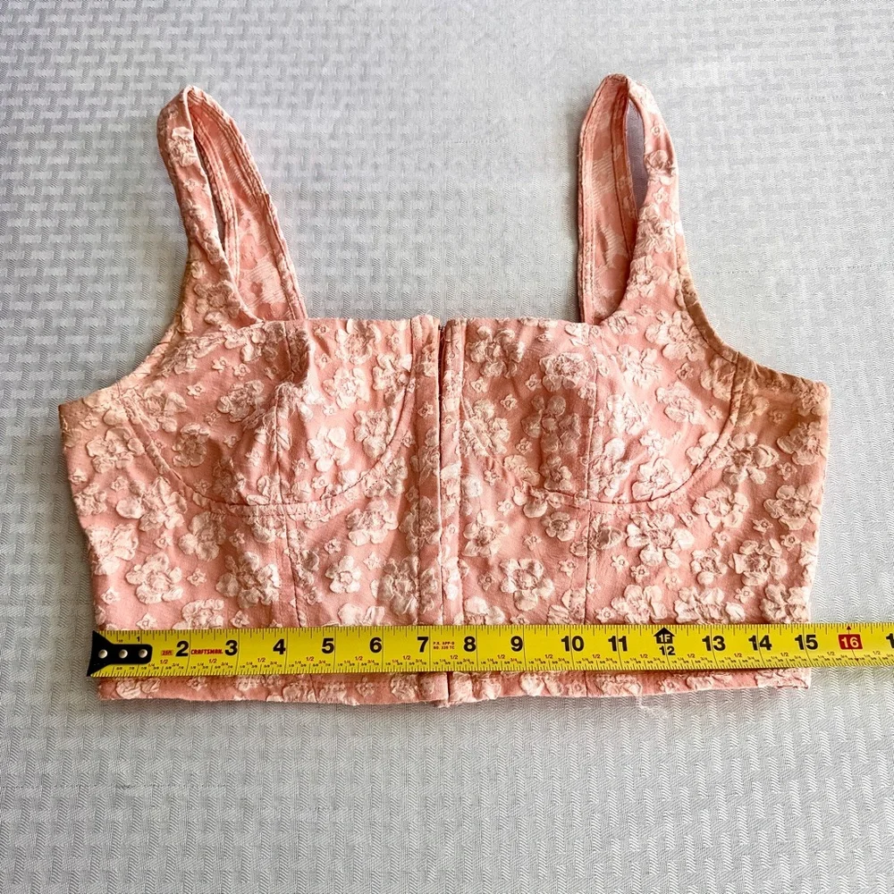 Wild Fable Pink Floral Bustier Crop Top L Structured Corset Style - Picture 11 of 12